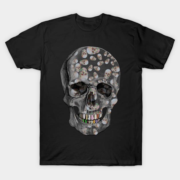 Happy Skull Random Pattern (Black) T-Shirt by Diego-t
